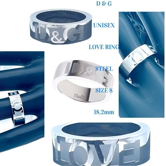 NIB GORGEOUS DOLCE & GABBANA UNISEX LOVE RING STEEL SIZE 8 18.2mm - Picture 1 of 6